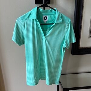 FootJoy Women's Mint Striped Polo Shirt Size Medium